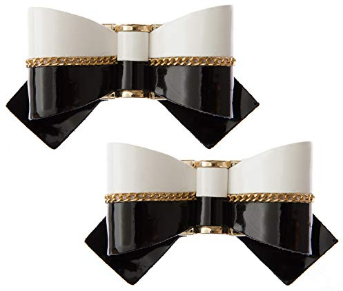 LOVE SHOES Schuhclips Schleifen Schnalle 2 Stück Schwarz Weiß I abnehmbare Brosche Schuhschmuck elegant I Shoe Charms Smartclip