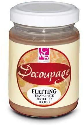 Aurora Store FLATTING EXTRA FORTE VERNICE Gel per DECOUPAGE DECO Barattolo con tappo 150ml Sintetica TRASPARENTE LUCIDO CWR cod. 04819
