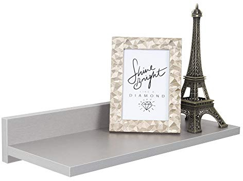 RICOO WM056-PL Wall Shelf 45 x 8 x 19 Grey Chipboard Wooden Hanging Shelf Wall Bookshelf Picture Shelf Kitchen Shelf Hanging Wall Shelf Shelf Floating Shelf