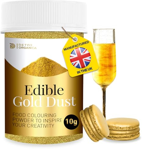 Edible Gold Dust for Cakes 10g - Gold Luster Dust Edible Glitter Shimmer for Cakes - Edible Cake Decorations - Perfect for Icing, Muffins, Drinks and Cake Decorations - Vegan, Gluten Free