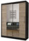 Fabryka Mebli Idźczak Kleiderschrank mit Spiegel, Schiebetüren - Schwebetürenschrank, Schlafzimmerschrank - ‎61 x 150 x 200 cm - Schrank für Schlafzimmer, Ankleidezimmer, Garderobe - Schwarz, Sonoma