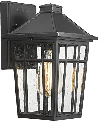 Darkaway Outdoor Sconce Lights Wall Light Fixtures, Front Porch Light Outdoor Wall Anti-Rust Waterproof Aluminum with Glass Exterior Light Fixture for Patio, Yard, Doorway, Garage(1 Pack, Black)