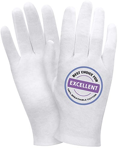 BWOLF Ivory 12 Paar Baumwollhandschuhe Weiß Weiße Handschuhe Herren 100% Baumwolle eine Größe und wiederverwendbar Inspektion Handschuhe, Münze, Schmuck, Kosmetik (9 (12 paar), Weiss)