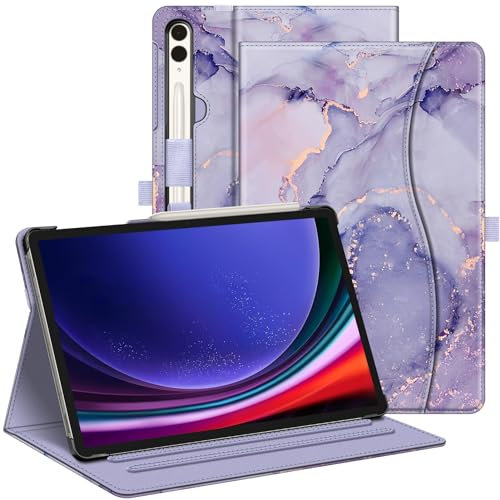 Fintie Schutzhülle für Samsung Galaxy Tab S10+/ S9+/ S8+/ S7 FE/ S7+ 12,4 Zoll, Multi-Winkel-Viewing Schutzhülle mit Tasche, Auto Sleep/Wake, Fliederlila