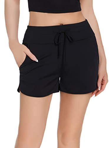 RPAEOY Pantalon Bañador Mujer Shorts Deportivos Traje Baño Natación Pantalones Cortos Verano Bikini Short Secado Rápido con Bolsillos para Playa Piscina Surf