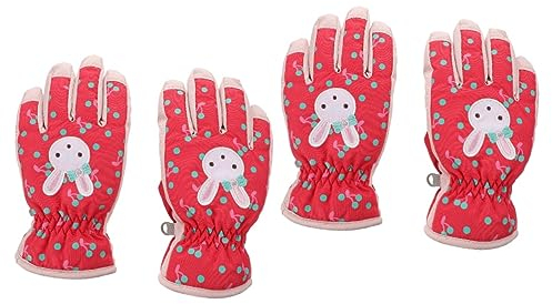 PACKOVE 2 Paar Skihandschuhe Für Mädchen Warme Handschuhe Halten Skifäustlinge Für Kinder Dicke Winterhandschuhe Skifäustlinge Für Damen Baumwoll-Handschuhe Stoff Fräulein Hase