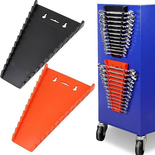 Wotendy 2 Stück Magnetischer Schraubenschlüssel-Organizer, Premium-ABS-Schraubenschlüsselhalter, SchraubenschlüSsel-Rack für Werkzeugkastenablage (Schwarz und Rot)