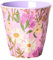 Taza de melamina, diseño de flores, apto para lavavajillas, pícnic, camping, rosa, sin bisfenol A, 250 ml