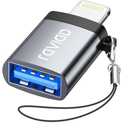 RAVIAD Adattatore Lightning a USB 1 Pezzi, Adattatore USB 3.0 Compatto Adattatore OTG per iPhone/i-Pad, Supporto Disco USB, Mouse, Lettore di Schede, Hub