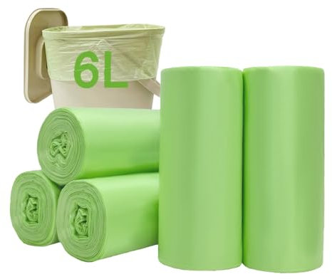 JCKCWL Piccoli sacchetti biodegradabili da 6 l, sacchetti per rifiuti alimentari, 120 pezzi, sacchetti per compost, riciclaggio della spazzatura, sacchetti verdi per cucina, 35 x 40 cm