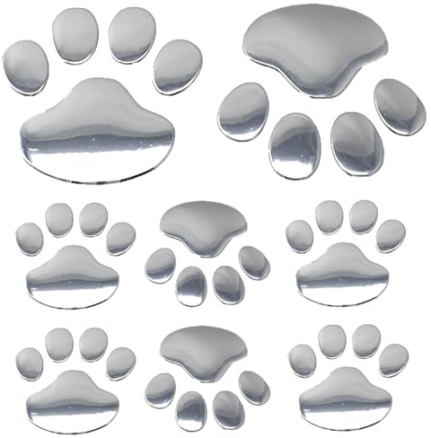 AEIOPRS 4 paia Adesivi Zampe Cane Gatto 3D per Auto Moto Caschi Stickers Autoadesivi Impronte per Esterni