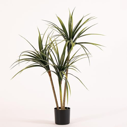 Artificial Dracaena Tree, Tall Faux Yucca Plant For Indoor & Outdoor Decor, Real Touch Fake Silk Trees, Perfect For Home, Office, Living Room & Garden - Ideal Housewarming Gift(90cm/35.4in)