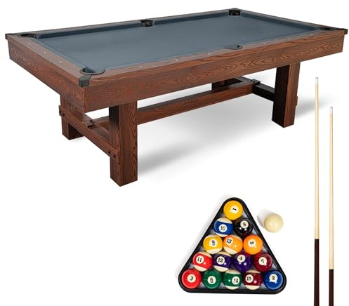 EastPoint Cornerstone Billiard Table - Gray Engineered Wood - Pro-Grade K-66 Bumpers for Pool Games - Built-in Leg Levelers for Stable Pool Table - Complete Cues, Balls & Cover Set for Billiards