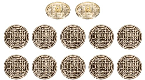 sourcing map 12Pcs Vintage Metal Buttons, 20mm / 0.79 Shank Round Weave Retro Buttons Sewing Accessories for Clothing Coat Uniform Cardigans Blazer Craft DIY, Gold Black