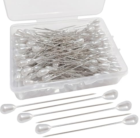 Cossaot 200 st. stift med huvud, 55 mm stora rostfria stift | Vit säkert grepp, enkel stickning, rostbeständig och återanvändbar, för skräddare, hobbyutövare och kreativa