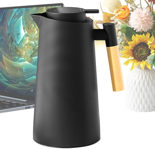 Brocca termica – Brocca isolata sottovuoto da 1000 ml, rivestimento in vetro a prova di perdita, contenitore per acqua calda, per bevande | barattolo di tè e caffè portatile per cucina, casa