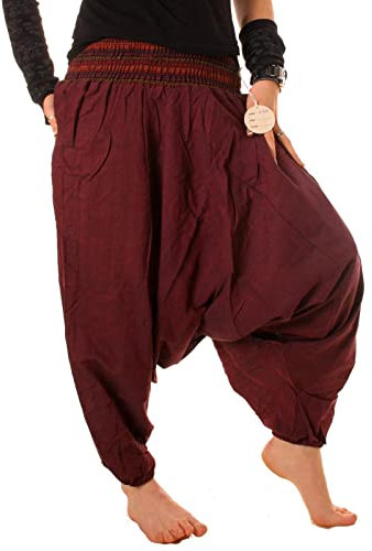 Vishes - Haremshose mit gestreiftem oder farbigem Bund - Unisex - Alternative Bekleidung für Damen und Herren