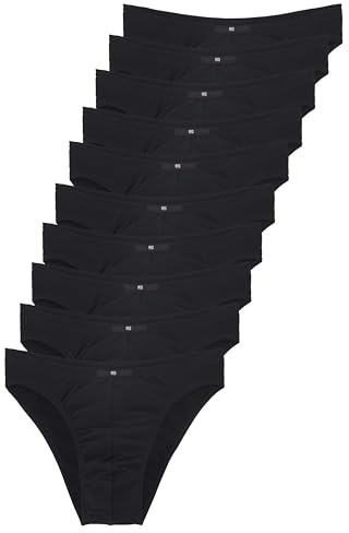 H.I.S Lot de 10 Slips Basiques pour Homme, 10 x Noir., 3XL