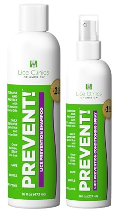 Lice Clinics of America Daily Lice Prevention Kit – Shampoo 16oz & Spray | Repels Lice with 100% Natural Essential Oils (2 Pack)