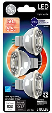 GE Lighting MR16 Indoor Floodlight LED Light Bulb, GU5.3 Base, 50-Watt Replacement, Warm White (3-Pack)
