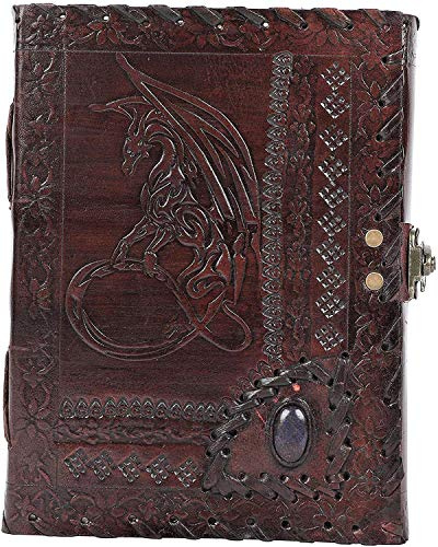 OVERDOSE Dragon avec carnet de notes en relief en pierre | Journal en pierre antique fait à la main, cadeau de voyage carnet de croquis en cuir, taille 6X8 INCHES | 15x20cm | A5
