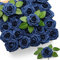 Mocoosy 50Pcs Roses Artificial Flowers, Navy Blue Fake Roses Real Touch Foam Rose with Stems Bulk for DIY Wedding Bouquets Centerpieces Floral Arrangements Bridal Shower Party Home Decorations