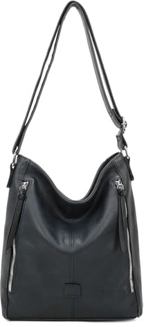 ITALYSHOP24 OBC DAMEN TASCHE Umhängetasche Schultertasche Shopper Crossbody Henkeltasche CrossOver Kunstleder Beuteltasche Handtasche Hobo Bag Reise Dunkelblau