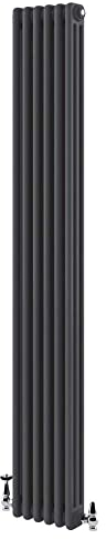 Utopia Traditional Vertical Radiator 3 Column Triple Panel Vintage Style Central Heating Grey – 1800 x 290mm