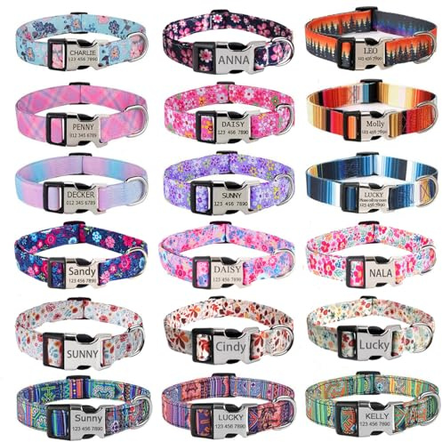 YLrank Personnalisé Collier de Chien Réglable Tailles XS S M L