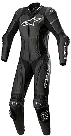 Alpinestars Stella GP Plus - Tuta in pelle da donna, 1 pezzo, colore: Nero/Bianco/Grigio metallizzato, Nero , 48