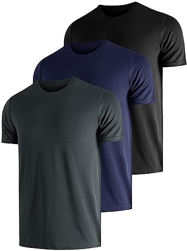 UEEKO Maglietta da uomo con protezione UV, UPF 50+, protezione solare, funzionale, per nuoto, Rash Guard Training Quick-Drying Outdoor Surf Escursionismo, Running Fishing, nero/blu scuro/grigio