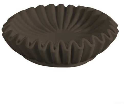 Tazón decorativo para decoración del hogar, cuenco decorativo , cuenco decorativo de resina, cuenco de resina con volantes, cuenco de centro de mesa festoneado acanalado (negro)