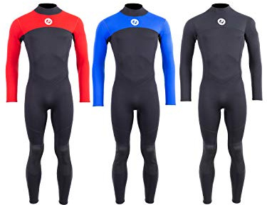 Two Bare Feet Thunderclap Men’s Full Length Wetsuit 2.5mm with Back Zip – Lightweight Flexible Summer Surfing Suit for Swimming, Snorkelling, Paddleboarding & Diving (X-Large, Blue/Black)