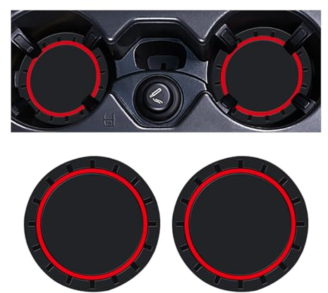 Adunsiaoto 2 Stück Universal Auto Getränkehalter Untersetzer, Auto Tassenhalter Untersetzer, Silikon Anti-Rutsch-Auto-Tassenhalter-Matten Für Männer Frauen(Rot)