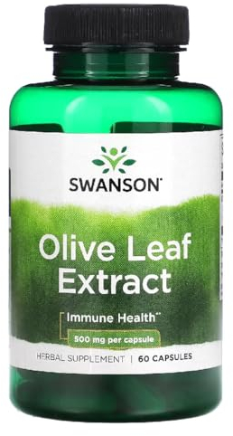 Swanson - OLIVE LEAF EXTRACT 500 mg | Extracto de Hoja de Olivo | Refuerza las Defensas Naturales y Apoya el Sistema Cardiovascular - 60 Cápsulas