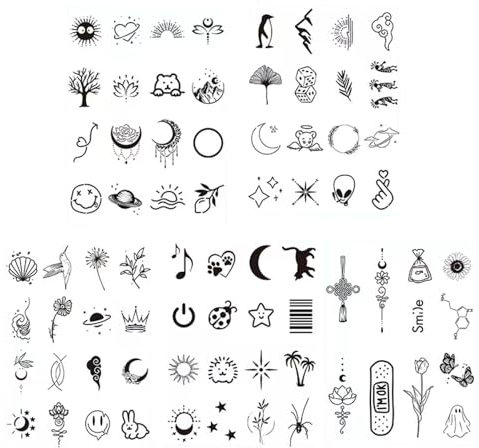 JJiaoLinin Tatuajes Temporales,77 Estilos Tatuajes Falsos Impermeable atuajes temporales para adultos Mujeres Hombres Niños Tatuajes Temporales Negros Tatuajes de Cuerpo Temporales Brazo Cuello