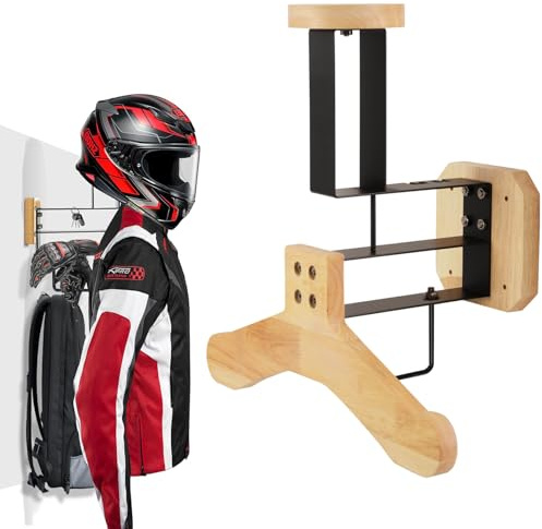 MidingChai Support Casque Moto, Equipement Moto, Porte Casque Moto, Support Mural Casque pour Accrocher Le Casque et la Veste de Moto au Mur, Support Mural pour Gilet Tactique