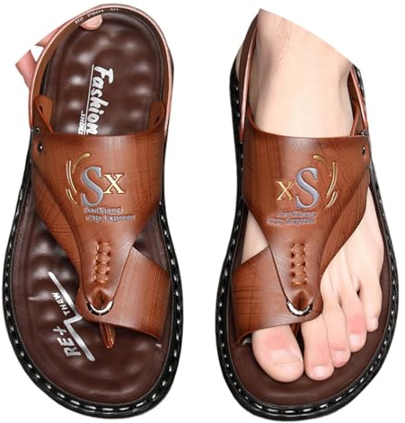 ticticlily Sandales Homme Cuir Tongs Hommes Chaussons d'été Chaussures de Plage Confortables Claquettes pour Randonnée Piscine Mer Douche