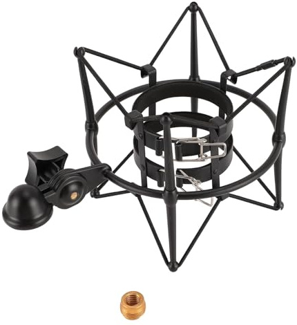 60MM Mikrofoner Shock Mount, Shock Mount Hållare, High Isolation Mic Clip Hållare Mount Mic Anti Vibration Shock Mount för Broadcasting Recording Studio (BLACK)