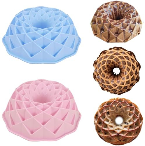 YouXiaor Moule à Kouglof, 2Pcs Moule à Kouglof en Silicone Moule en Spirale Antiadhésif Moule Gâteau Pour Savarin Moule a Cake Silicone Cannelé Moules Kouglof Pour Savarin Gâteaux au Chocolat