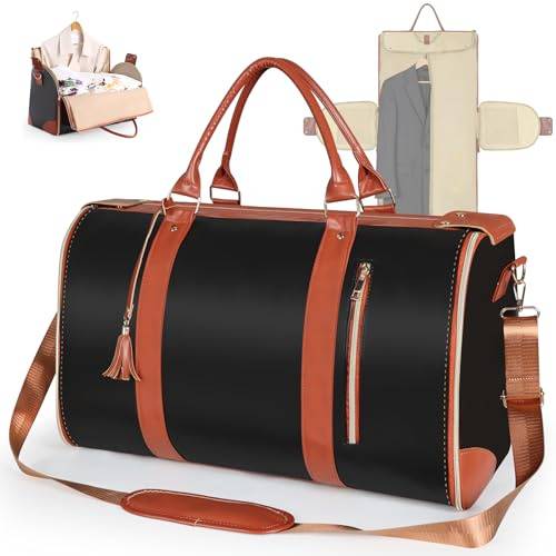 Geestock Borsa Porta Abiti da Viaggio per Donna, 2 in 1 Convertibile Borsone da Viaggio con Pouch Scarpe, Bagaglio a Mano Borsa per Abito per Viaggi di Lavoro, Matrimoni, Vacanze (Nero)