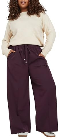 Yours Curve Red Pull On Wide Leg Trousers - Women's - Plus Size Curve