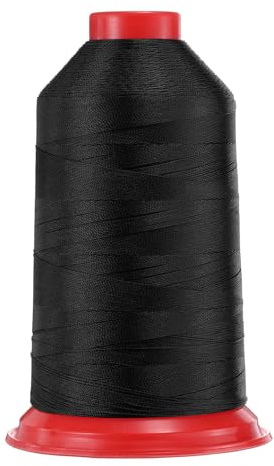 QUARKZMAN 1968 Iarde Filo Cucito Nylon Bonded Dimensione 280D/3 Filo Cucito Nylon Resistente per Tappezzeria, Filo Esterni Pelle, Jeans e Tessitura, Macchina Artigianale Diy, Nero