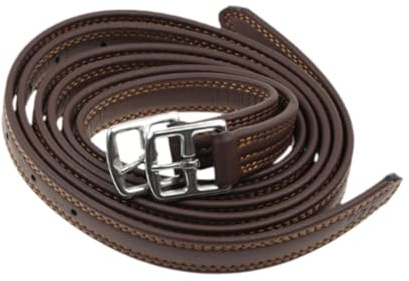 perfk 2 Piezas de Estribo de Cuero con Hebillas de Acero Inoxidable, 53,15 Pulgadas de Longitud, Accesorios Premium, Equipo de equitación Ajustable, CafÉ