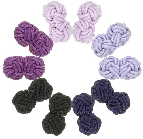 PATIKIL 5 Paires Boutons Manchette Lilas/Lavande/Violet/Violet Foncé/Noir