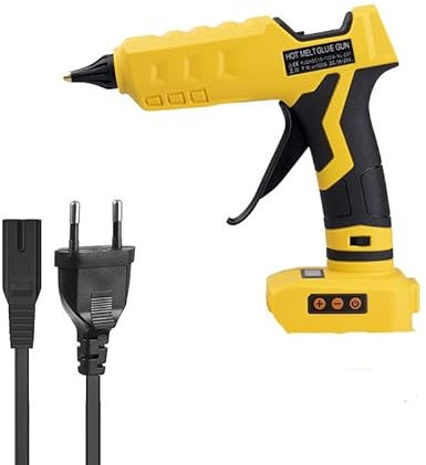 Pistola silicona caliente a batería compatible con Dewalt 20V batería (sin batería), 100W, 100-200℃, fuente de alimentación dual, Pistola termofusible con 10pcs 11mm barras de pegamento