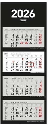 Herlitz mehr-monats Wandkalender 2026, mit Tagesanzeiger (1 Stück, 4 Monate)
