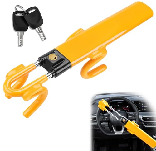 Cepo de volante con doble gancho, antirrobo para coche, universal, antirrobo, ajustable para coche, autocaravana, caravana