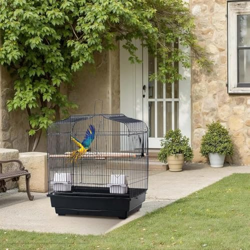 Garvee 20.5 in Portable Travel Bird Cage, Parrot Cage with Handle, Standing Pole, Food Container and Wooden Perch Birdcages for Lovebirds Cockatiels Small Parrots Canaries