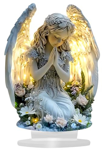 Angel Girl Ornament, 2D Acrylic Guardian Angel with Plane Angel Wings, Acrylic Desktop Tabletop, Angel Ornament for Bedroom Living Room Study Room Office Home Decoration, Christmas Birthday Present